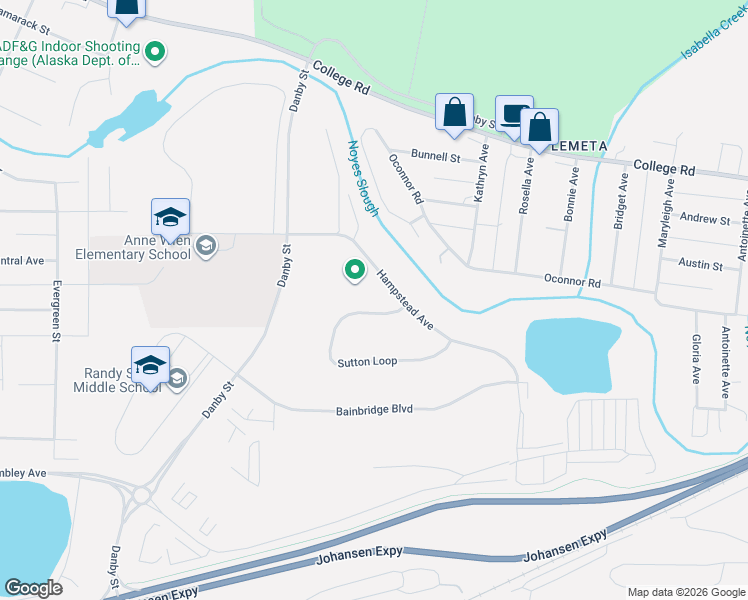map of restaurants, bars, coffee shops, grocery stores, and more near 1246 Sutton Loop in Fairbanks