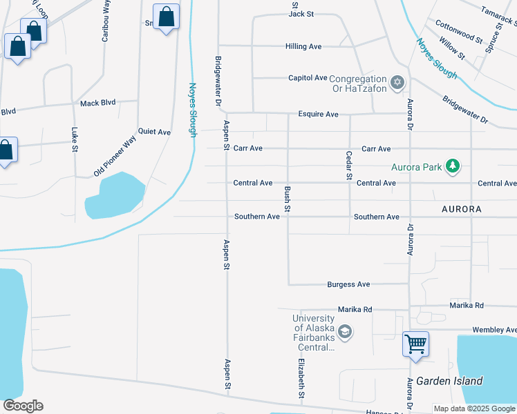 map of restaurants, bars, coffee shops, grocery stores, and more near 2008 Southern Avenue in Fairbanks