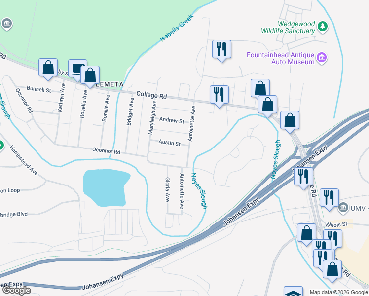 map of restaurants, bars, coffee shops, grocery stores, and more near 204 Antoinette Avenue in Fairbanks