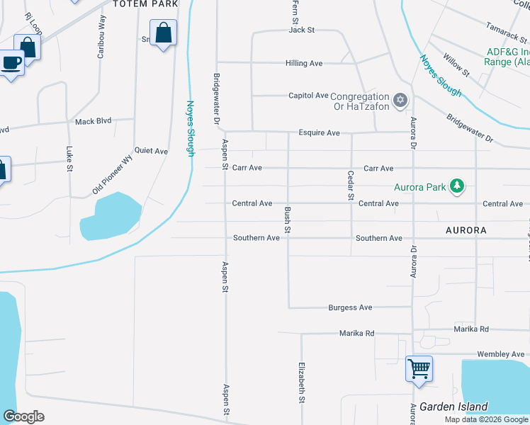 map of restaurants, bars, coffee shops, grocery stores, and more near 2008 Southern Avenue in Fairbanks