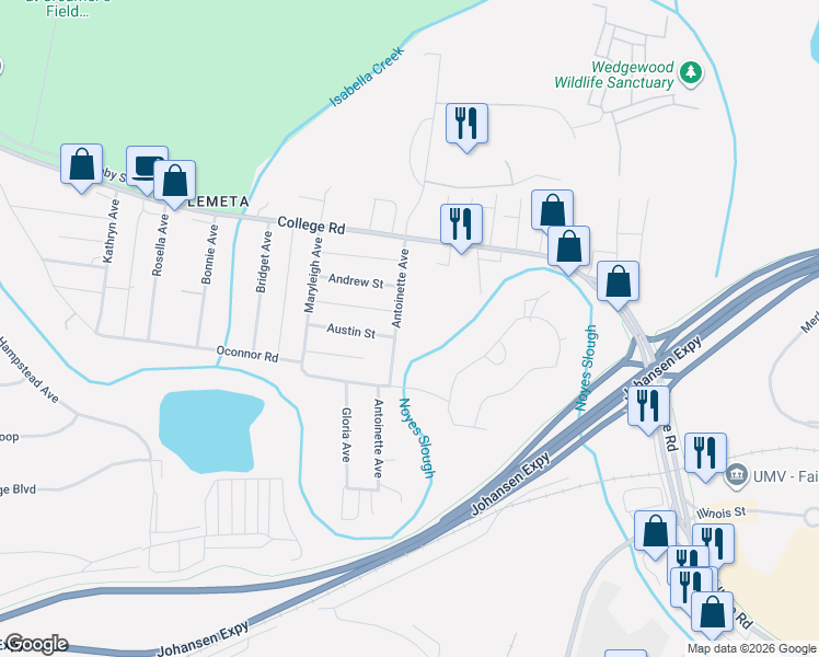 map of restaurants, bars, coffee shops, grocery stores, and more near 262 Oconnor Road in Fairbanks