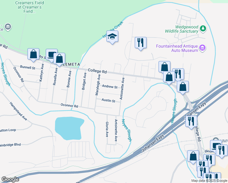 map of restaurants, bars, coffee shops, grocery stores, and more near 812 Andrew Street in Fairbanks