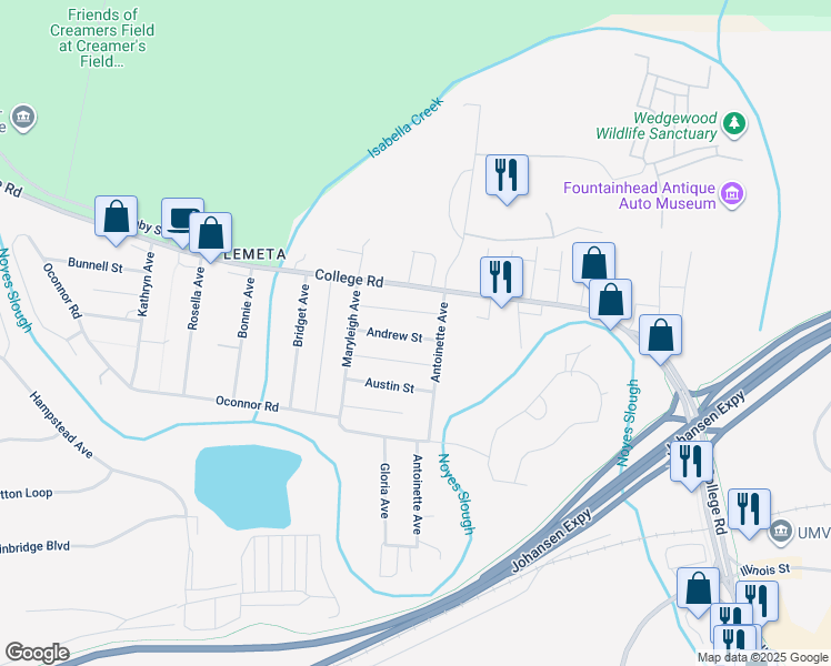 map of restaurants, bars, coffee shops, grocery stores, and more near 812 Andrew Street in Fairbanks