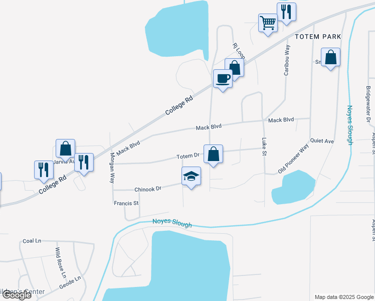 map of restaurants, bars, coffee shops, grocery stores, and more near 2964 Totem Drive in Fairbanks