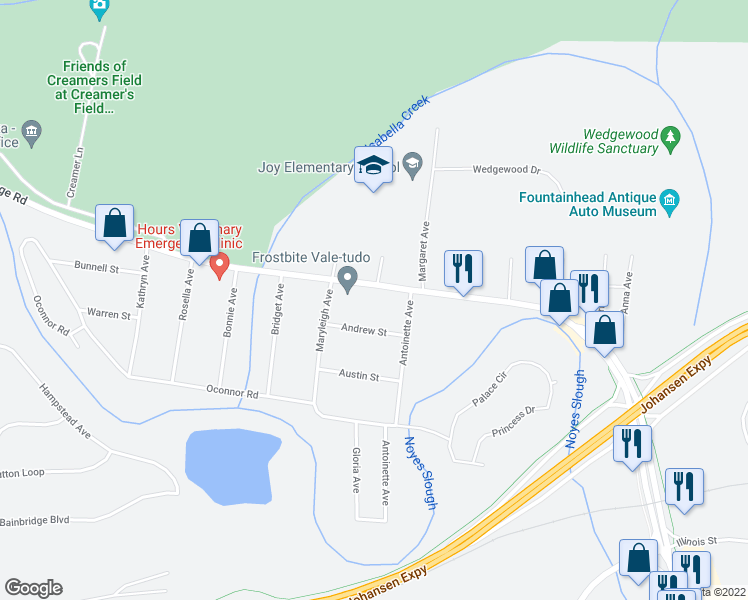 map of restaurants, bars, coffee shops, grocery stores, and more near 815 College Road in Fairbanks