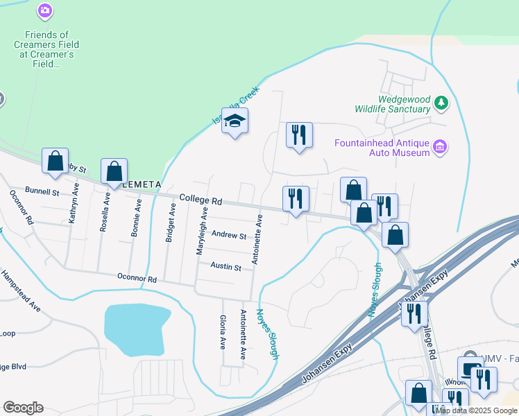 map of restaurants, bars, coffee shops, grocery stores, and more near 11 Antoinette Avenue in Fairbanks