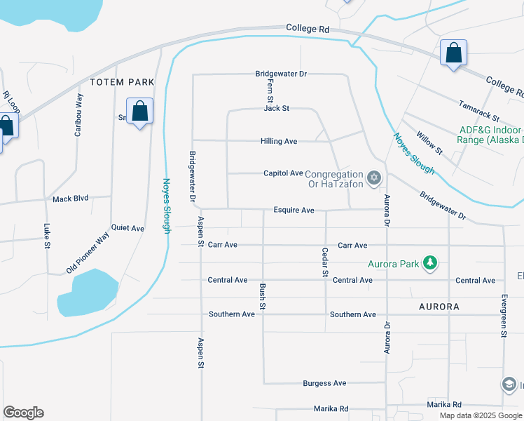 map of restaurants, bars, coffee shops, grocery stores, and more near 1799 Bush Street in Fairbanks