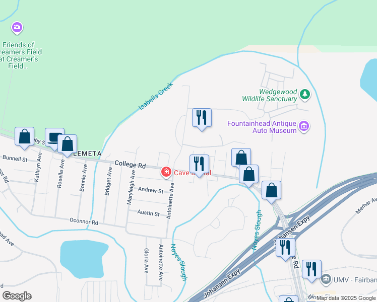 map of restaurants, bars, coffee shops, grocery stores, and more near 12 Margaret Ave in Fairbanks