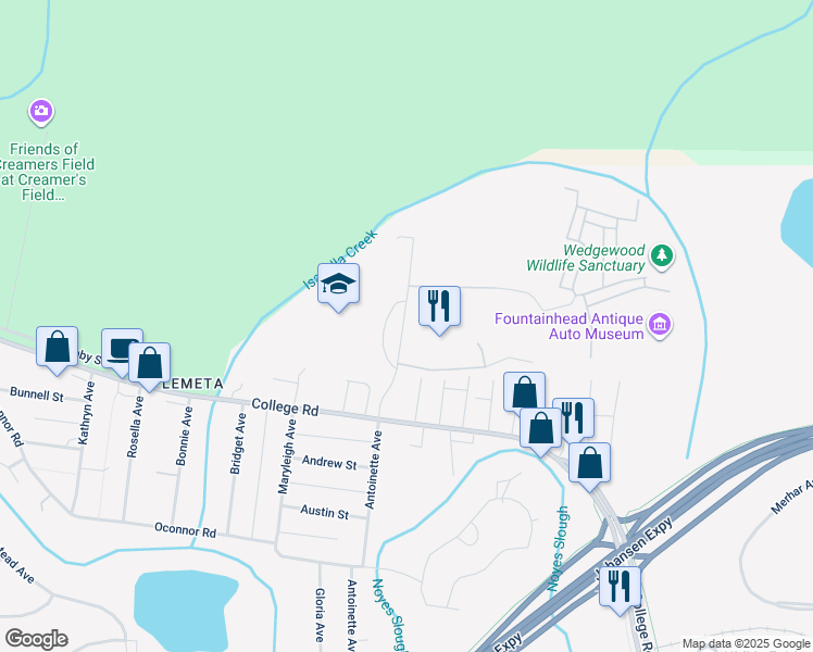 map of restaurants, bars, coffee shops, grocery stores, and more near 24 Margaret Avenue in Fairbanks