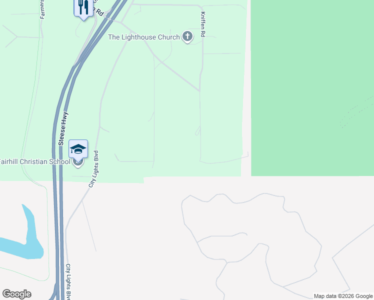map of restaurants, bars, coffee shops, grocery stores, and more near 129 Kniffen Road in Fairbanks