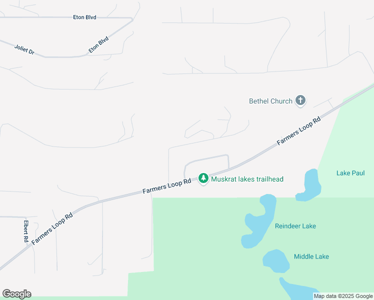 map of restaurants, bars, coffee shops, grocery stores, and more near 1350 Farmers Loop Road in Fairbanks