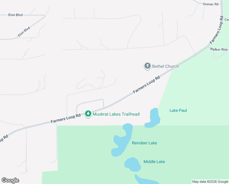 map of restaurants, bars, coffee shops, grocery stores, and more near 1306 Farmers Loop Road in Fairbanks