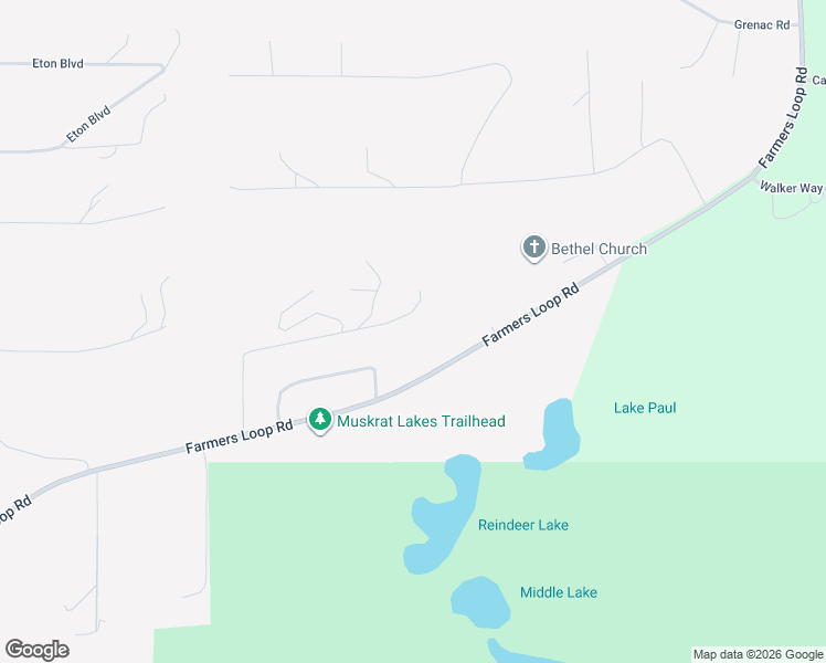 map of restaurants, bars, coffee shops, grocery stores, and more near 1306 Farmers Loop Road in Fairbanks