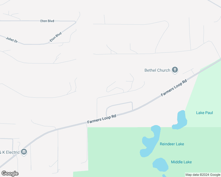 map of restaurants, bars, coffee shops, grocery stores, and more near 1350 Farmers Loop Road in Fairbanks