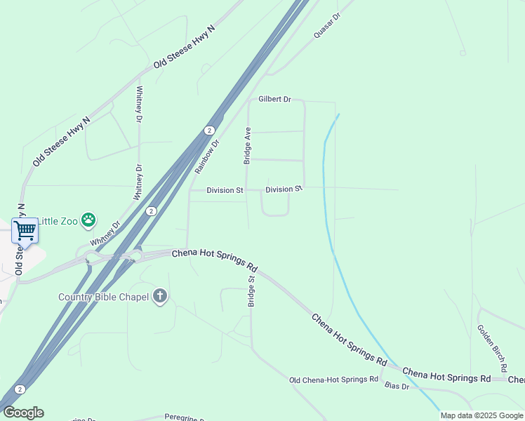 map of restaurants, bars, coffee shops, grocery stores, and more near 223 Division Street in Fairbanks