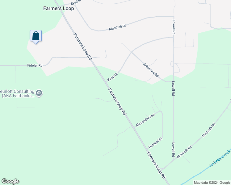 map of restaurants, bars, coffee shops, grocery stores, and more near 481 Farmers Loop Road in Fairbanks