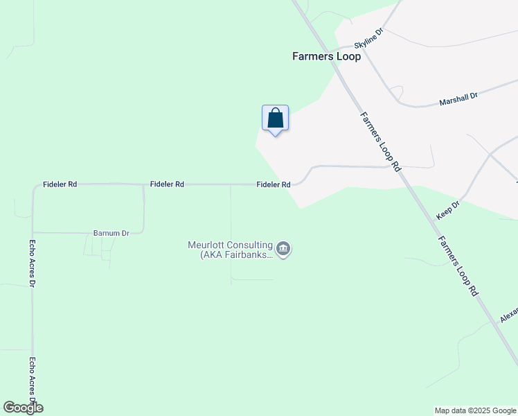 map of restaurants, bars, coffee shops, grocery stores, and more near 601 Fideler Road in Fairbanks
