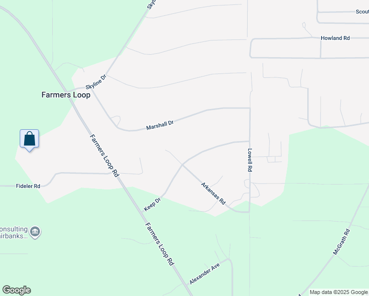 map of restaurants, bars, coffee shops, grocery stores, and more near 754 Arkansas Road in Fairbanks