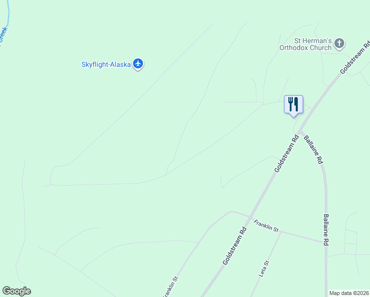 map of restaurants, bars, coffee shops, grocery stores, and more near 1525 Golden View Drive in Fairbanks