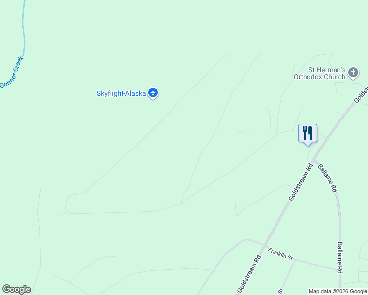 map of restaurants, bars, coffee shops, grocery stores, and more near 1525 Golden View Drive in Fairbanks