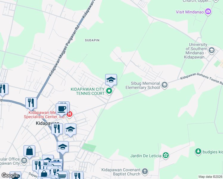 map of restaurants, bars, coffee shops, grocery stores, and more near  in Kidapawan City