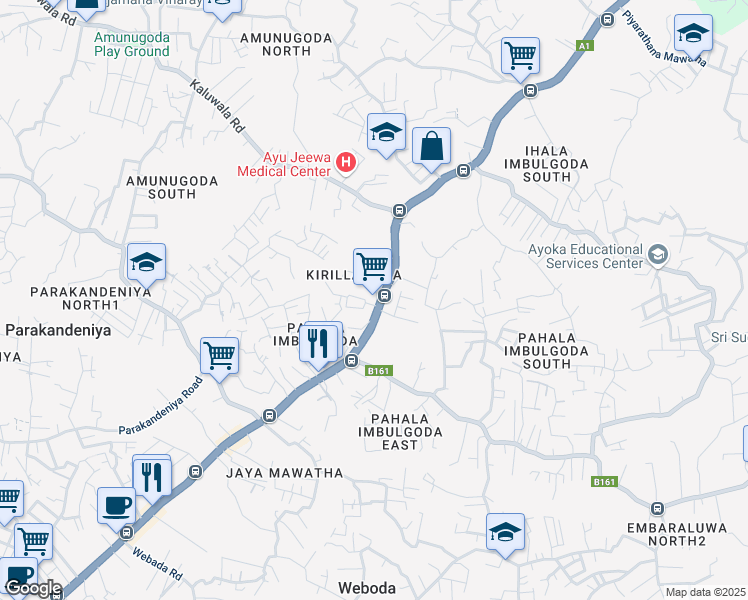 map of restaurants, bars, coffee shops, grocery stores, and more near Colombo - Kandy Road in Ihala Imbulgoda