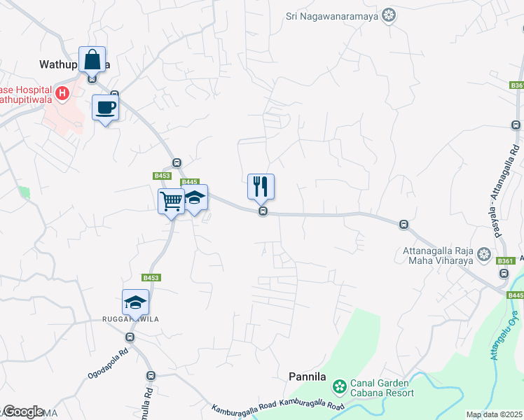 map of restaurants, bars, coffee shops, grocery stores, and more near Haggalla Road in Gampaha