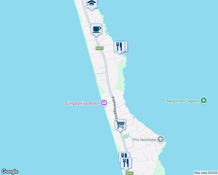 map of restaurants, bars, coffee shops, grocery stores, and more near Pamunugama Road in Negombo