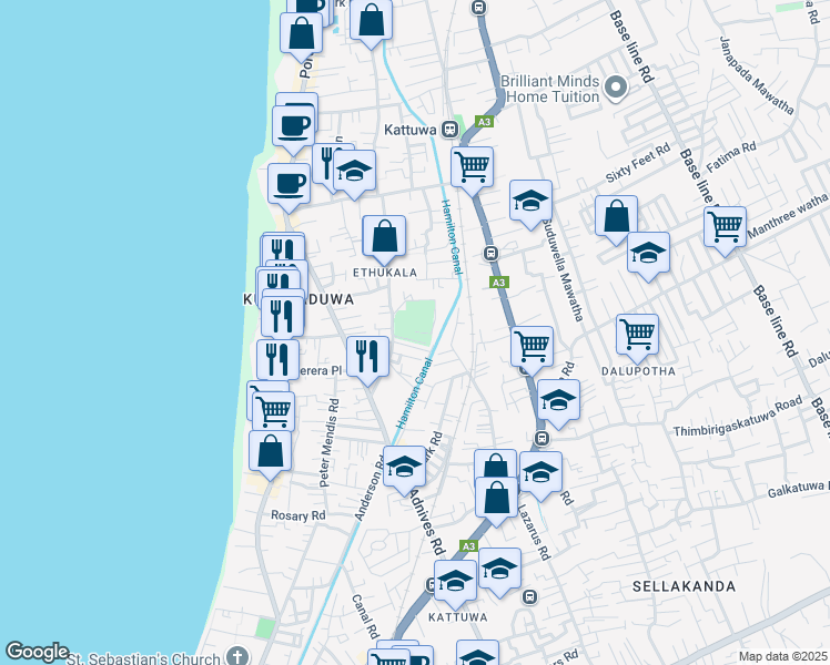 map of restaurants, bars, coffee shops, grocery stores, and more near Mailing address for Don Bosco Technical Centre-Negombo Sri Lanka . in Negombo