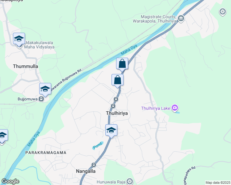 map of restaurants, bars, coffee shops, grocery stores, and more near Kurunegala Road in Thulhiriya