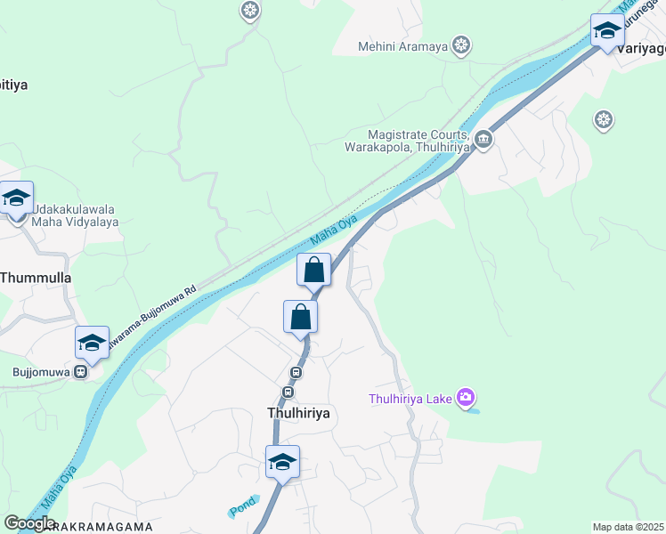 map of restaurants, bars, coffee shops, grocery stores, and more near Kurunegala Road in Thulhiriya