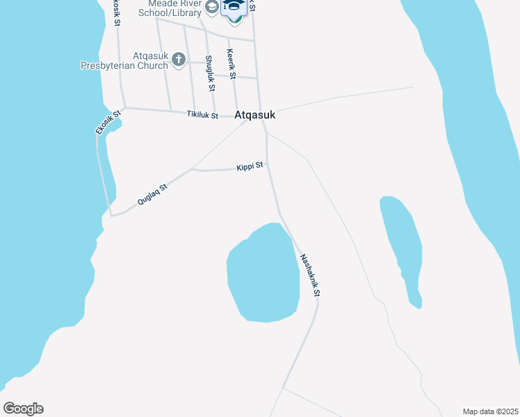 map of restaurants, bars, coffee shops, grocery stores, and more near 418-430 Nashaknik Street in Atqasuk