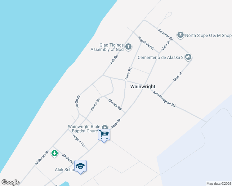 map of restaurants, bars, coffee shops, grocery stores, and more near 1011 Penns Street in Wainwright