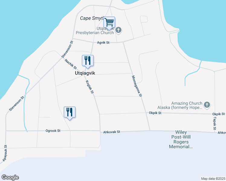 map of restaurants, bars, coffee shops, grocery stores, and more near 1401-1455 Nachik Street in Barrow
