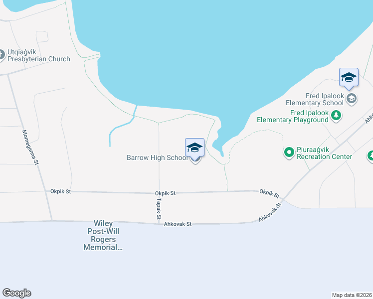 map of restaurants, bars, coffee shops, grocery stores, and more near 1965 Takpuk Street in Barrow