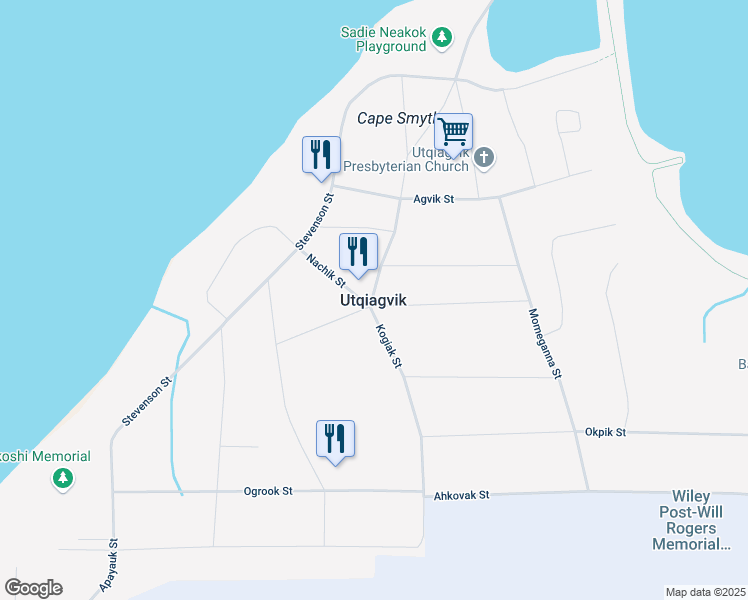 map of restaurants, bars, coffee shops, grocery stores, and more near in Utqiagvik