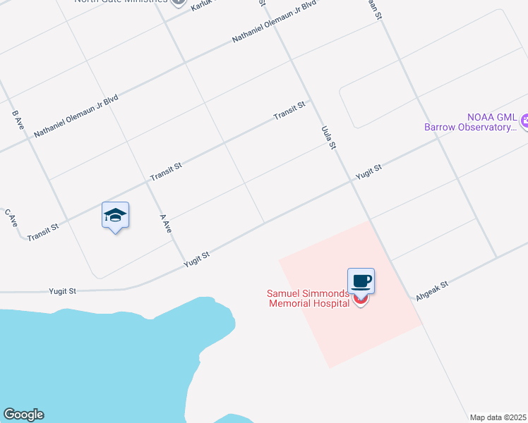 map of restaurants, bars, coffee shops, grocery stores, and more near 7700 Yugit Street in Utqiagvik