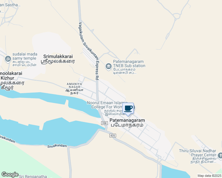 map of restaurants, bars, coffee shops, grocery stores, and more near Meeraniya Street in Patemanagaram