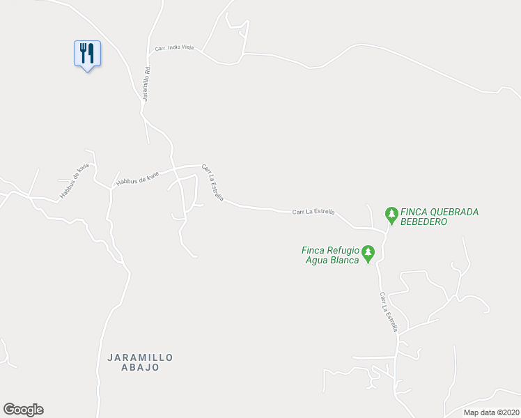 map of restaurants, bars, coffee shops, grocery stores, and more near Carretera La Estrella in Jaramillo