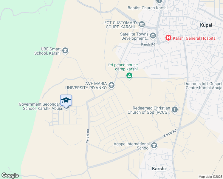 map of restaurants, bars, coffee shops, grocery stores, and more near Karshi Road in Abuja Municipal Area Council