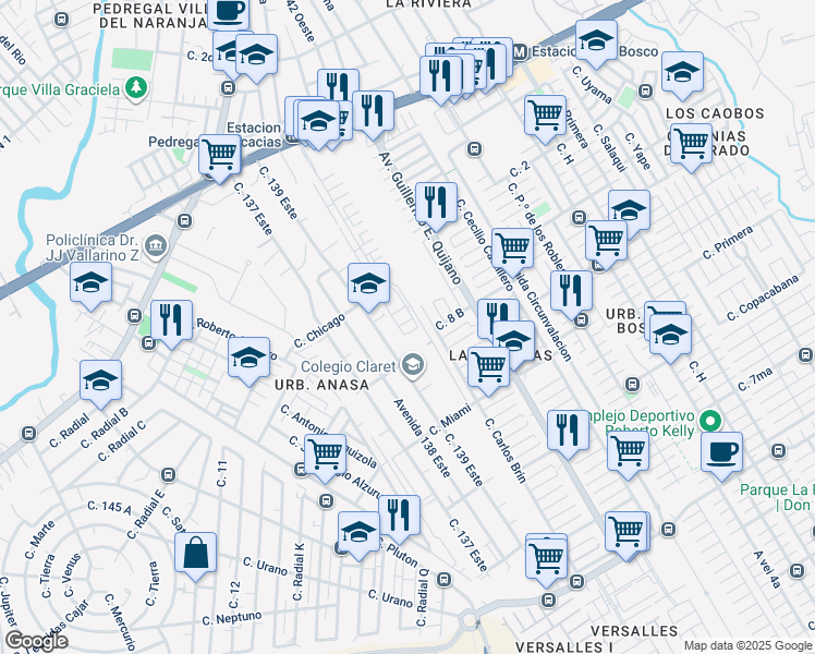 map of restaurants, bars, coffee shops, grocery stores, and more near 65611-83 Calle Carlos Brin in Panamá