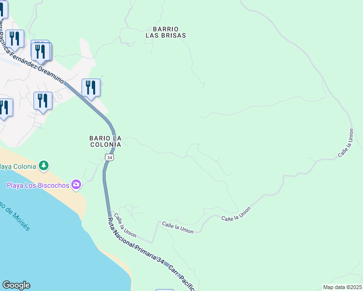 map of restaurants, bars, coffee shops, grocery stores, and more near in Uvita