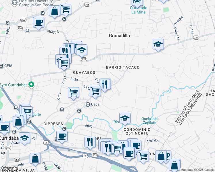 map of restaurants, bars, coffee shops, grocery stores, and more near D032A in Granadilla