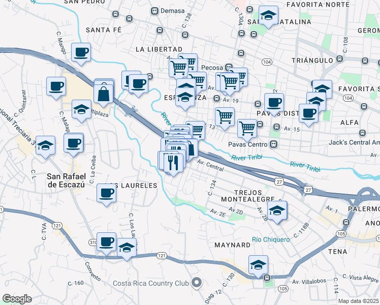 map of restaurants, bars, coffee shops, grocery stores, and more near Tunel Torre Lexus in San Rafael