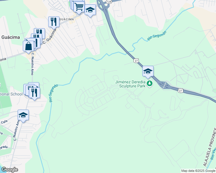 map of restaurants, bars, coffee shops, grocery stores, and more near in Alajuela