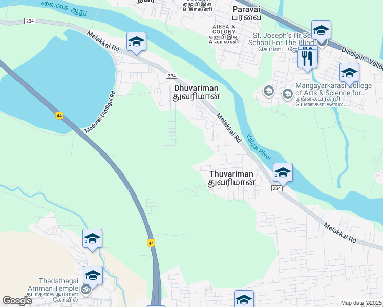 map of restaurants, bars, coffee shops, grocery stores, and more near in Samayanallur