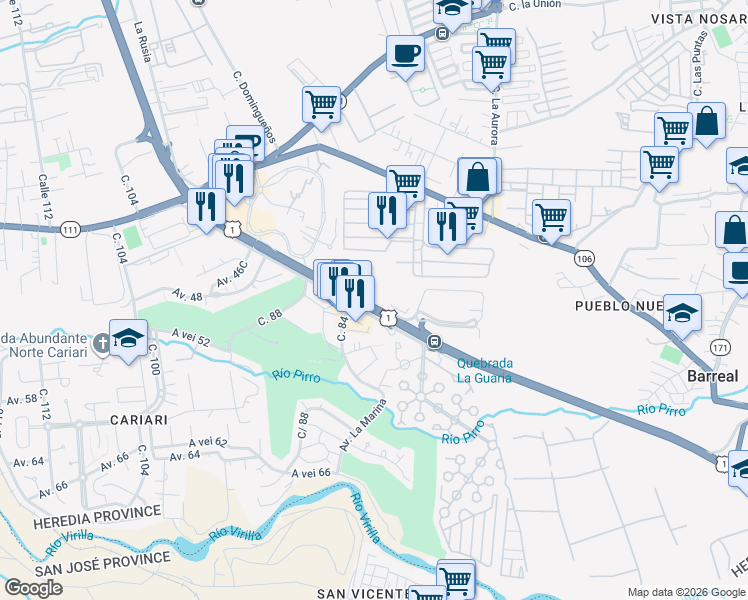 map of restaurants, bars, coffee shops, grocery stores, and more near in 