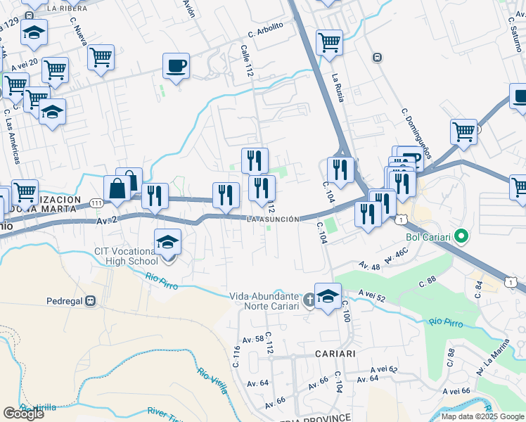 map of restaurants, bars, coffee shops, grocery stores, and more near in Belén